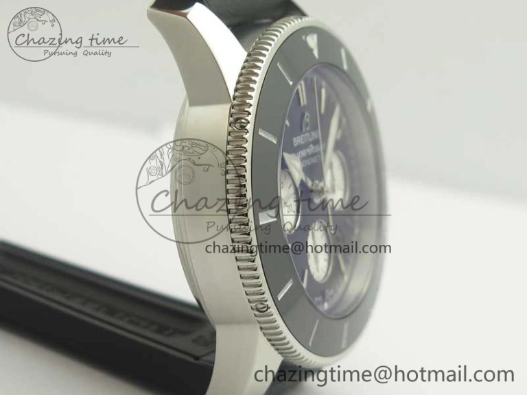 SuperOcean 44mm Black Ceramic Bezel Black Dial on Black Gummy Strap A7750