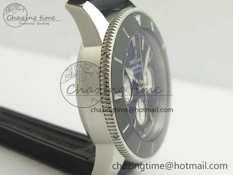 SuperOcean 44mm Black Ceramic Bezel Black Dial on Black Gummy Strap A7750