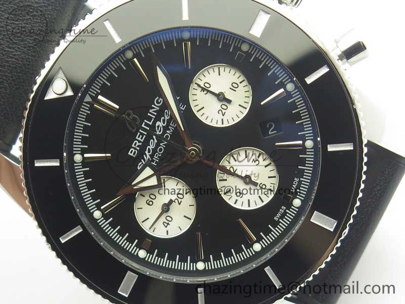 SuperOcean 44mm Black Ceramic Bezel Black Dial on Black Gummy Strap A7750