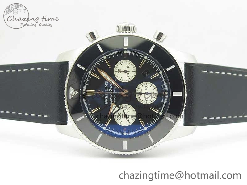 SuperOcean 44mm Black Ceramic Bezel Black Dial on Black Gummy Strap A7750