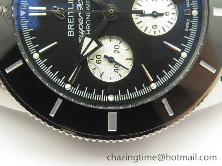 SuperOcean 44mm Black Ceramic Bezel Black Dial on Black Gummy Strap A7750