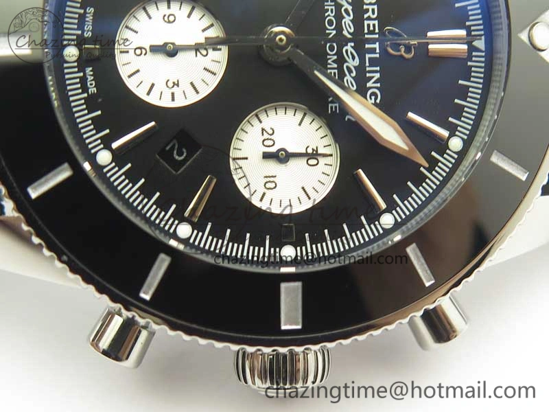 SuperOcean 44mm Black Ceramic Bezel Black Dial on Black Gummy Strap A7750