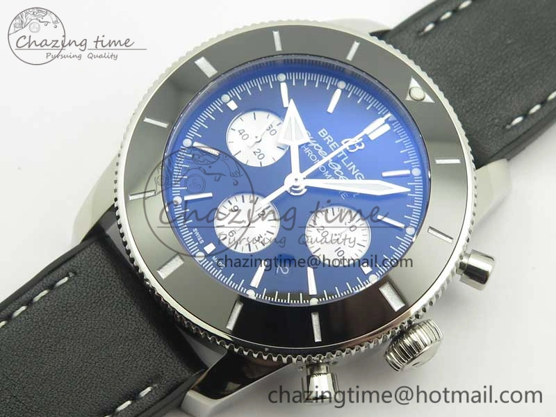 SuperOcean 44mm Black Ceramic Bezel Black Dial on Black Gummy Strap A7750