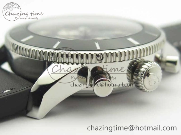 SuperOcean 44mm Black Ceramic Bezel Black Dial on Black Gummy Strap A7750