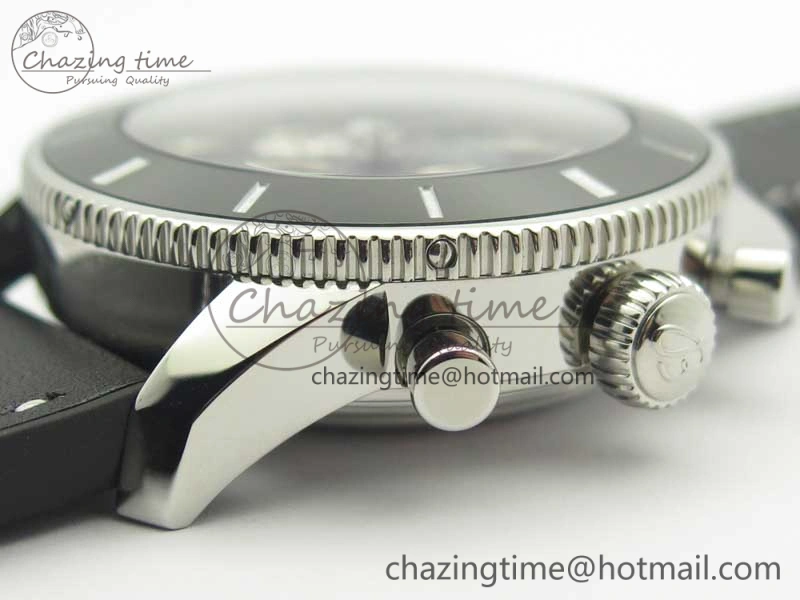 SuperOcean 44mm Black Ceramic Bezel Black Dial on Black Gummy Strap A7750