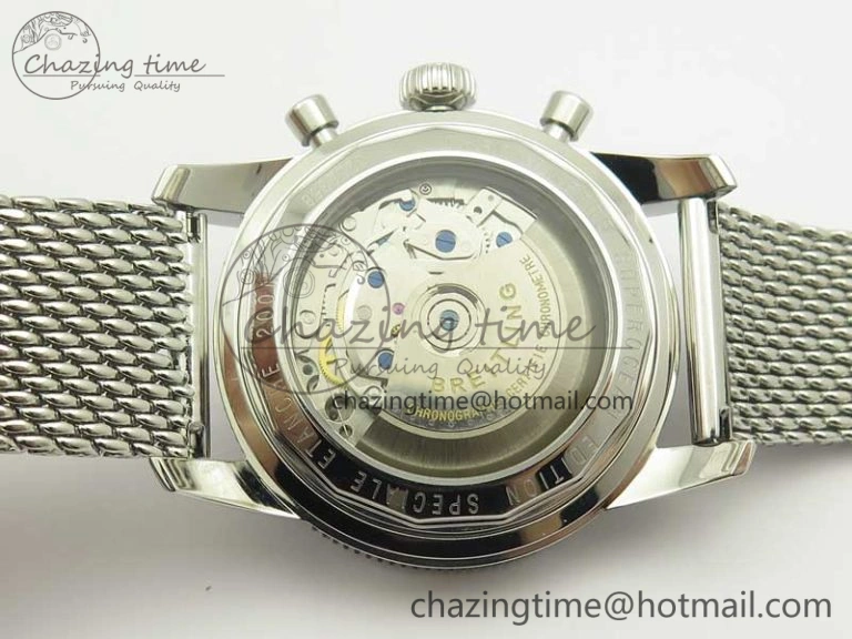 SuperOcean 44mm Black Ceramic Bezel Black Dial on SS Mesh Bracelet A7750