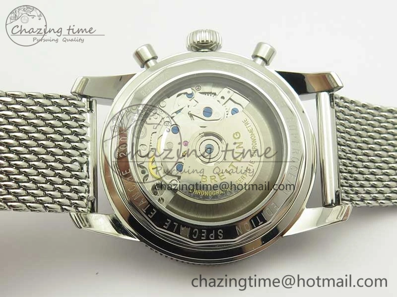 SuperOcean 44mm Black Ceramic Bezel Black Dial on SS Mesh Bracelet A7750