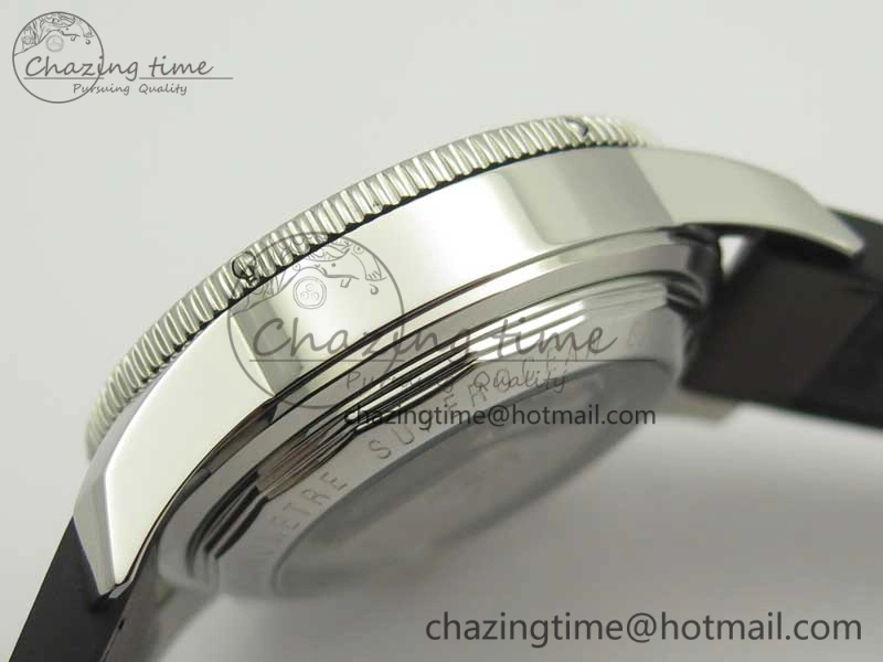 SuperOcean 44mm Black Ceramic Bezel Silver Dial on Brown Gummy Strap A7750