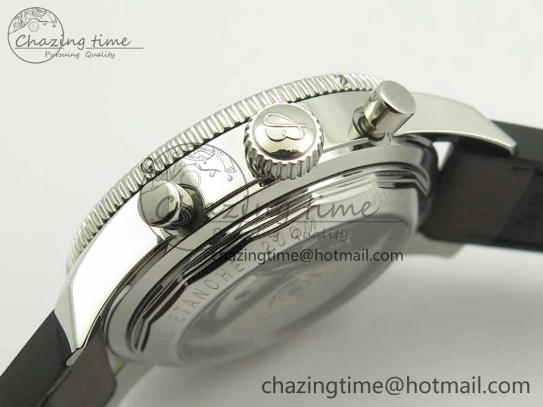 SuperOcean 44mm Black Ceramic Bezel Silver Dial on Brown Gummy Strap A7750
