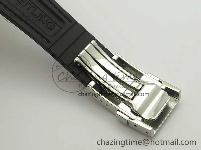 SuperOcean 44mm Black Ceramic Bezel Silver Dial on Brown Gummy Strap A7750