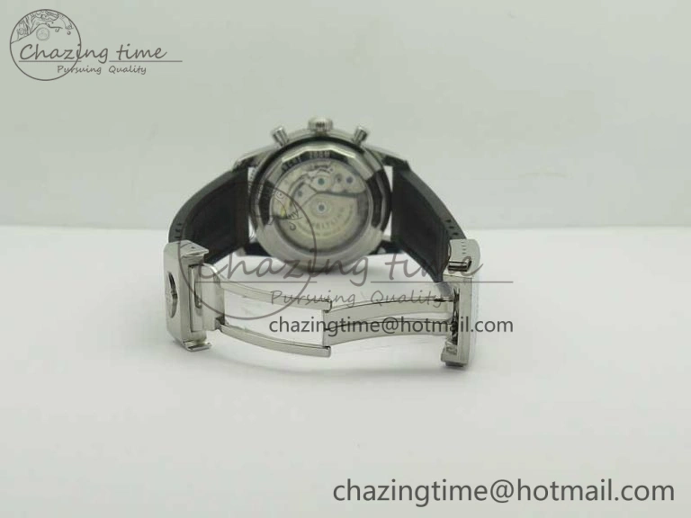 SuperOcean 44mm Black Ceramic Bezel Silver Dial on Brown Gummy Strap A7750
