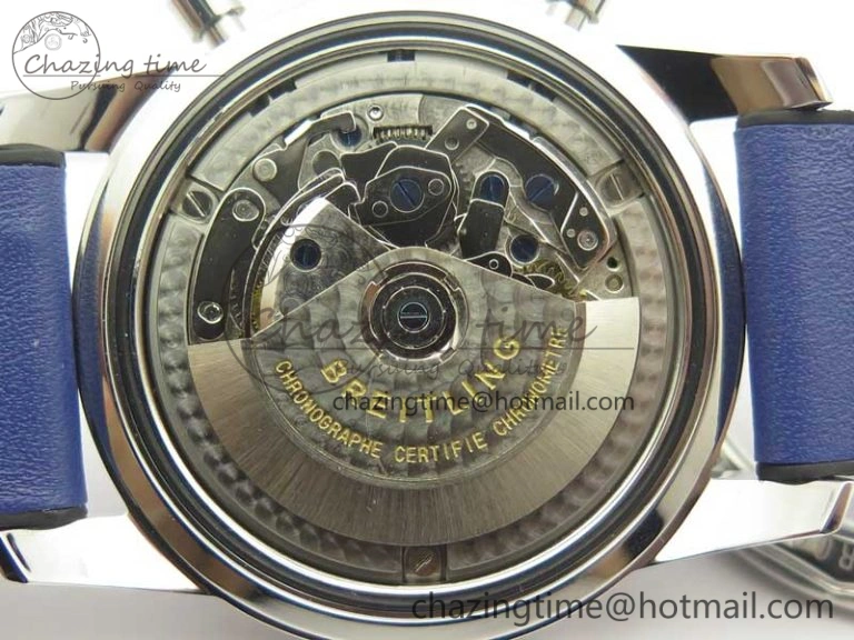 SuperOcean 44mm Blue Ceramic Bezel Blue Dial on Blue Gummy Strap A7750
