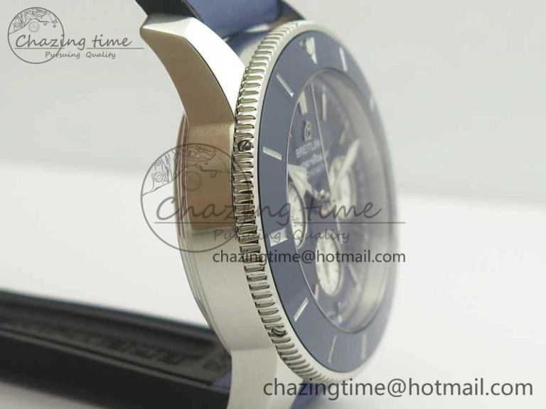 SuperOcean 44mm Blue Ceramic Bezel Blue Dial on Blue Gummy Strap A7750
