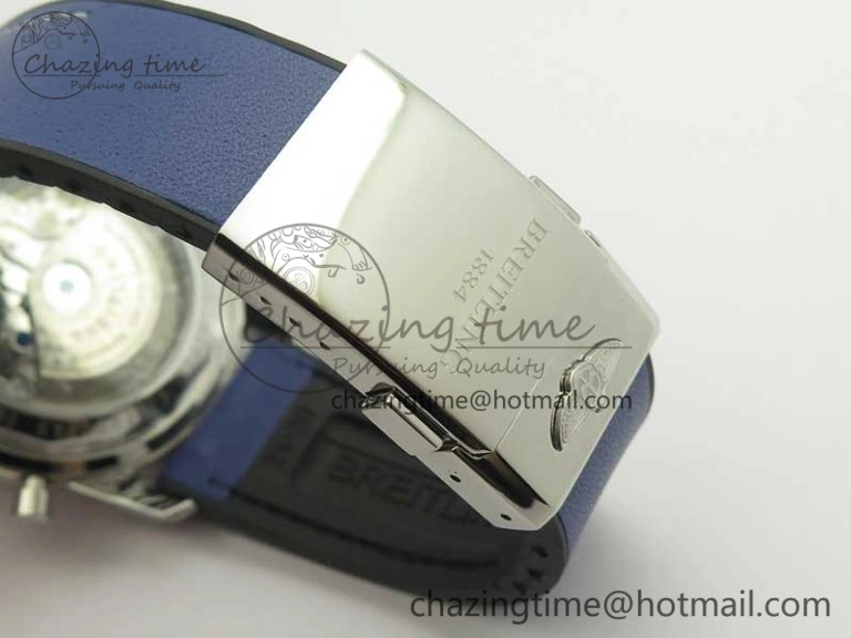 SuperOcean 44mm Blue Ceramic Bezel Blue Dial on Blue Gummy Strap A7750