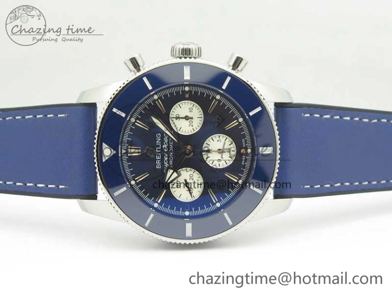 SuperOcean 44mm Blue Ceramic Bezel Blue Dial on Blue Gummy Strap A7750