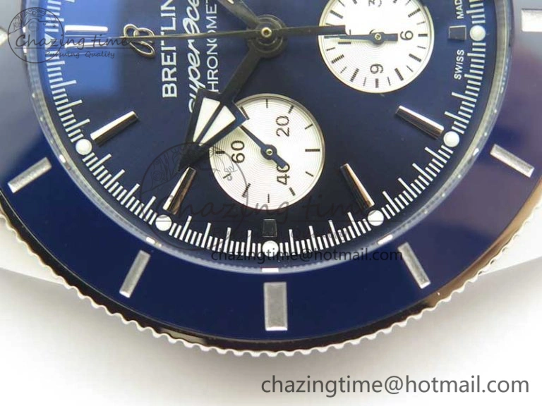 SuperOcean 44mm Blue Ceramic Bezel Blue Dial on Blue Gummy Strap A7750