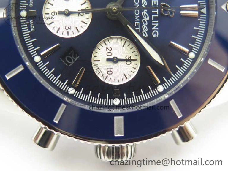 SuperOcean 44mm Blue Ceramic Bezel Blue Dial on Blue Gummy Strap A7750