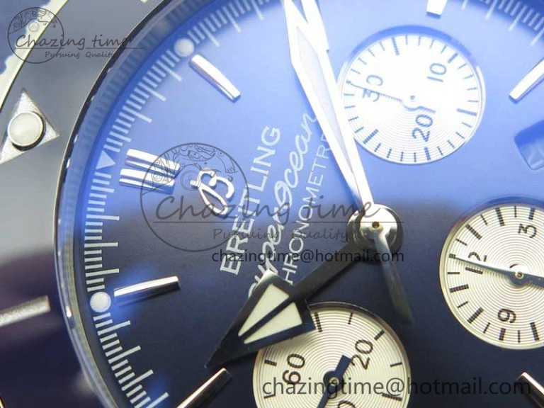 SuperOcean 44mm Blue Ceramic Bezel Blue Dial on Blue Gummy Strap A7750