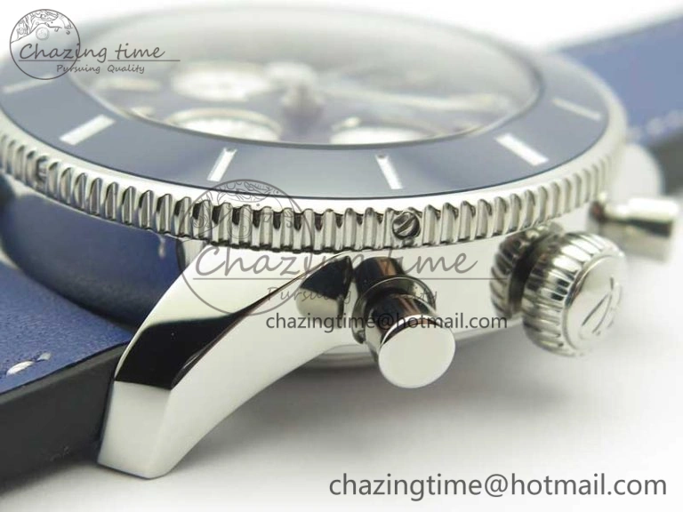 SuperOcean 44mm Blue Ceramic Bezel Blue Dial on Blue Gummy Strap A7750