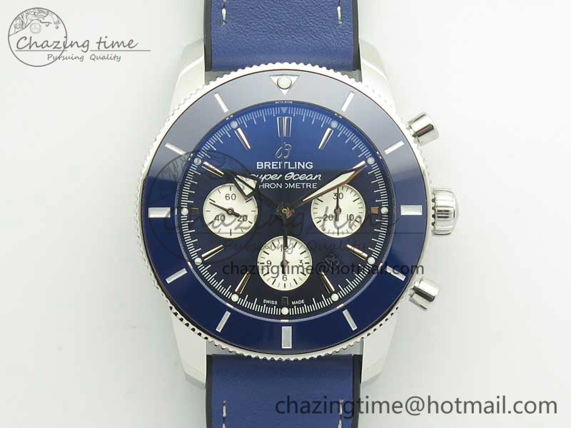 SuperOcean 44mm Blue Ceramic Bezel Blue Dial on Blue Gummy Strap A7750