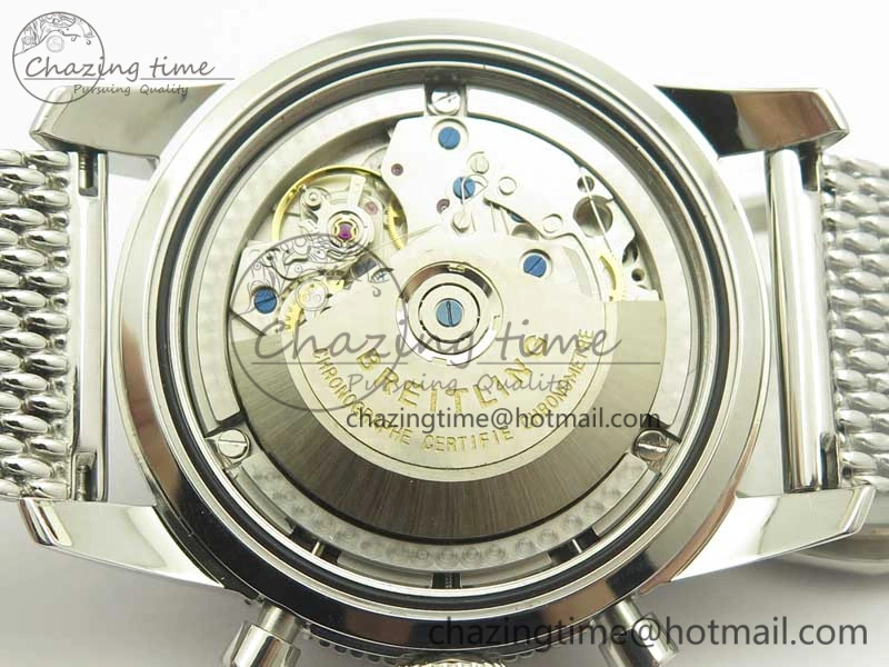 SuperOcean A13312 44mm Black Bezel Blue Dial Black Subdial on SS Bracelet A7750