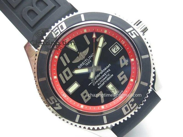 SuperOcean Abyss 42mm Red Inner Bezel On Black Rubber Strap A2824