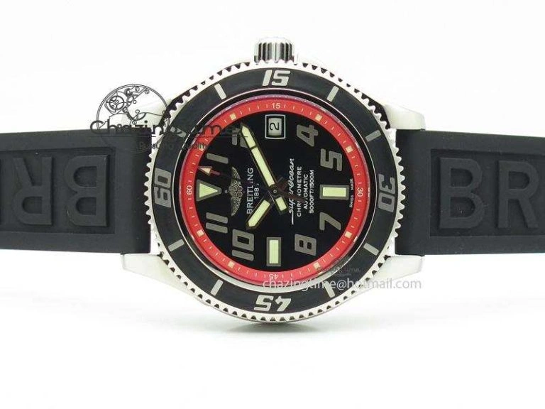 SuperOcean Abyss 42mm Red Inner Bezel On Black Rubber Strap A2824