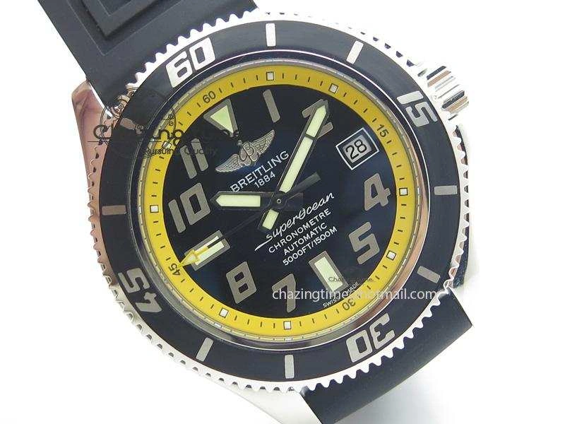 SuperOcean Abyss 42mm Yellow Inner Bezel On Black Rubber Strap A2824