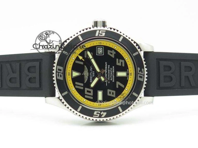 SuperOcean Abyss 42mm Yellow Inner Bezel On Black Rubber Strap A2824