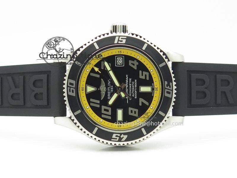 SuperOcean Abyss 42mm Yellow Inner Bezel On Black Rubber Strap A2824