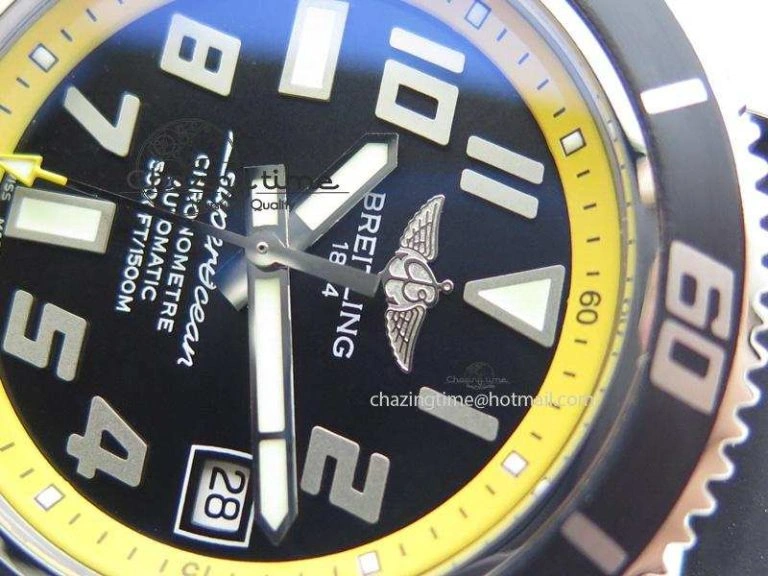 SuperOcean Abyss 42mm Yellow Inner Bezel On Black Rubber Strap A2824