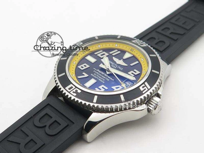 SuperOcean Abyss 42mm Yellow Inner Bezel On Black Rubber Strap A2824