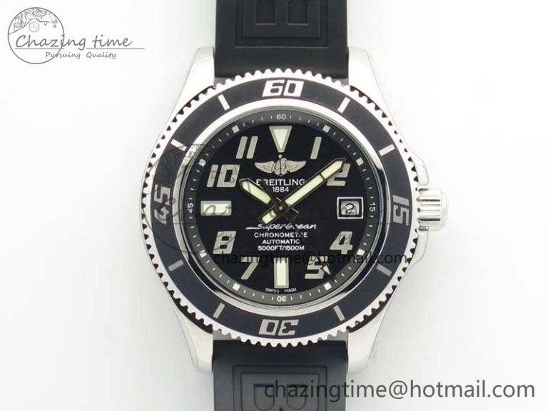 SuperOcean Abyss A17364 42mm 3AF 1:1 Best Edition Black Black Dial On Rubber Strap A2824