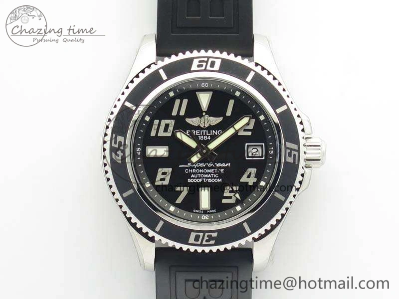 SuperOcean Abyss A17364 42mm 3AF 1:1 Best Edition Black Black Dial On Rubber Strap A2824
