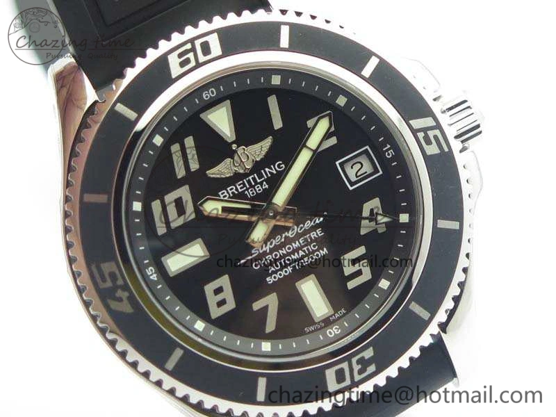 SuperOcean Abyss A17364 42mm 3AF 1:1 Best Edition Black Black Dial On Rubber Strap A2824