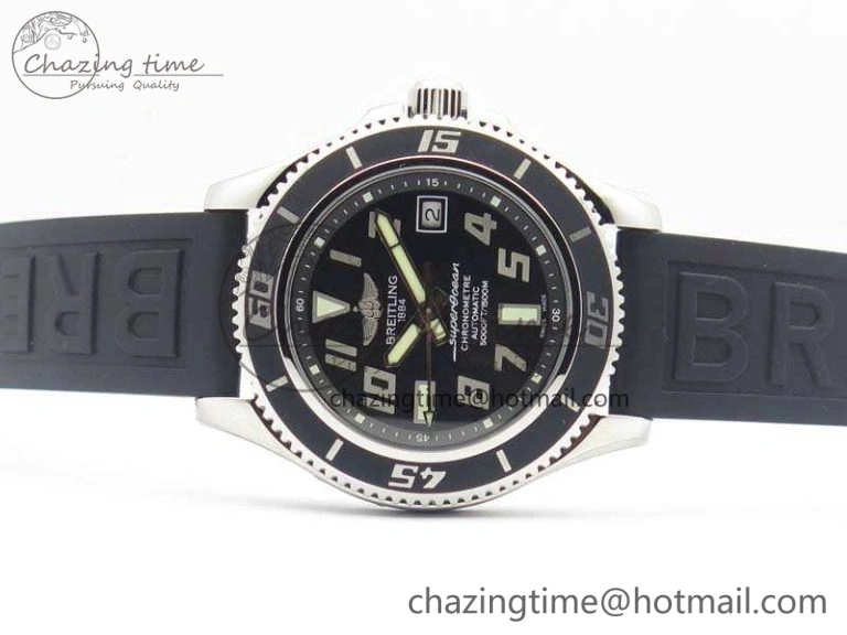 SuperOcean Abyss A17364 42mm 3AF 1:1 Best Edition Black Black Dial On Rubber Strap A2824