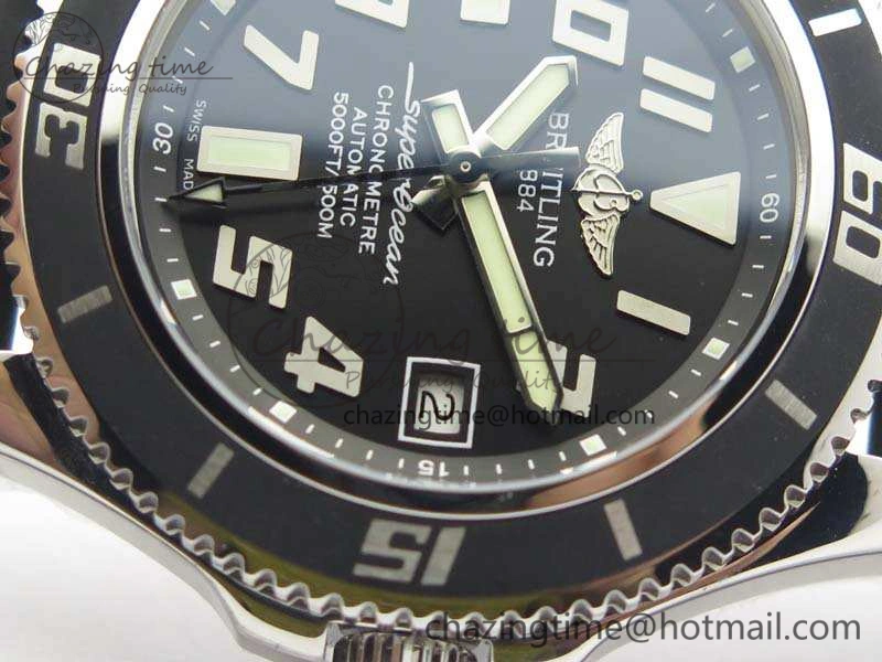 SuperOcean Abyss A17364 42mm 3AF 1:1 Best Edition Black Black Dial On Rubber Strap A2824