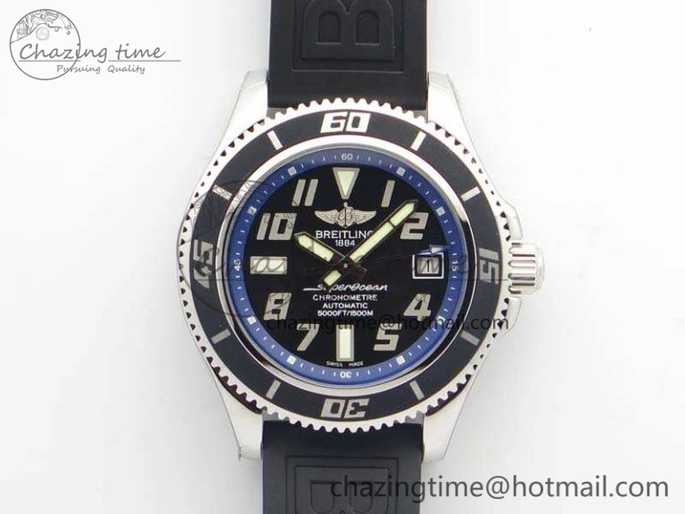 SuperOcean Abyss A17364 42mm 3AF 1:1 Best Edition Black Blue Dial On Rubber Strap A2824