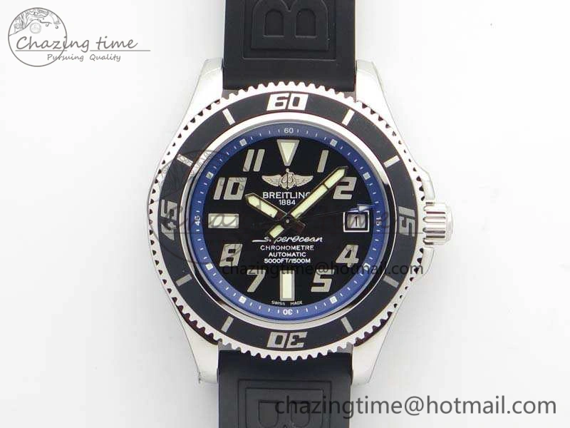 SuperOcean Abyss A17364 42mm 3AF 1:1 Best Edition Black Blue Dial On Rubber Strap A2824
