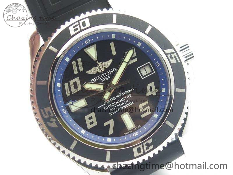 SuperOcean Abyss A17364 42mm 3AF 1:1 Best Edition Black Blue Dial On Rubber Strap A2824