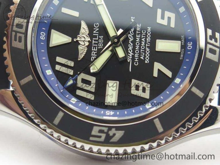 SuperOcean Abyss A17364 42mm 3AF 1:1 Best Edition Black Blue Dial On Rubber Strap A2824