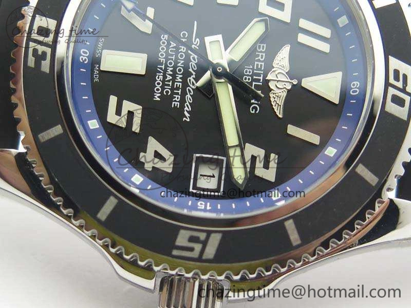 SuperOcean Abyss A17364 42mm 3AF 1:1 Best Edition Black Blue Dial On Rubber Strap A2824