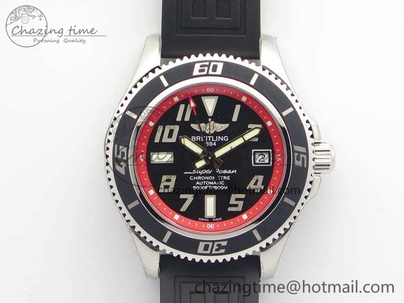 SuperOcean Abyss A17364 42mm 3AF 1:1 Best Edition Black Red Dial On Rubber Strap A2824