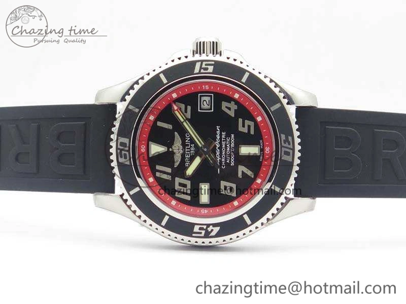 SuperOcean Abyss A17364 42mm 3AF 1:1 Best Edition Black Red Dial On Rubber Strap A2824