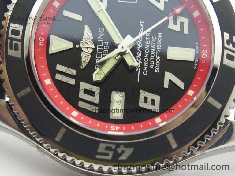 SuperOcean Abyss A17364 42mm 3AF 1:1 Best Edition Black Red Dial On Rubber Strap A2824