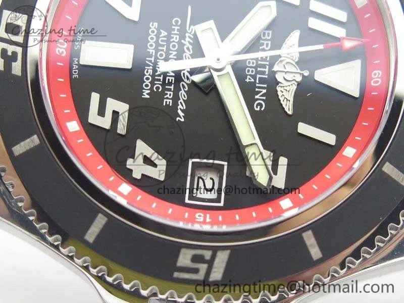 SuperOcean Abyss A17364 42mm 3AF 1:1 Best Edition Black Red Dial On Rubber Strap A2824