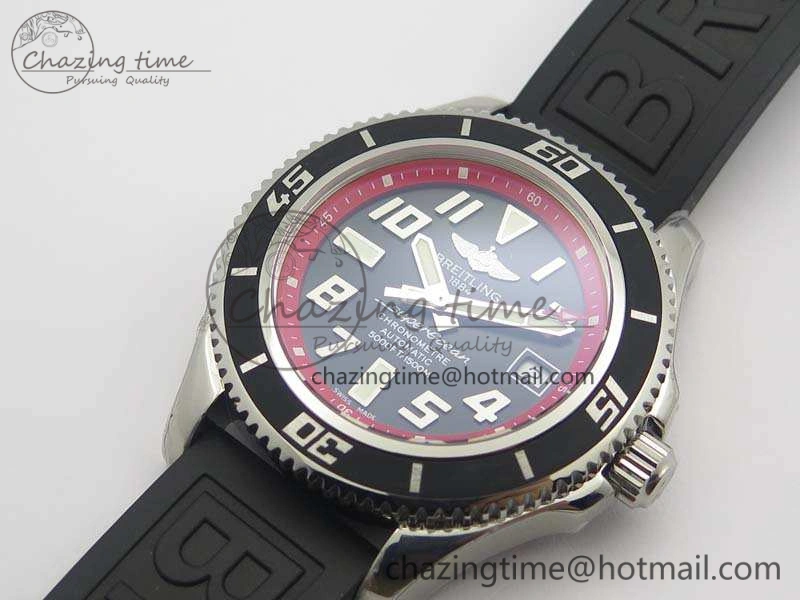 SuperOcean Abyss A17364 42mm 3AF 1:1 Best Edition Black Red Dial On Rubber Strap A2824