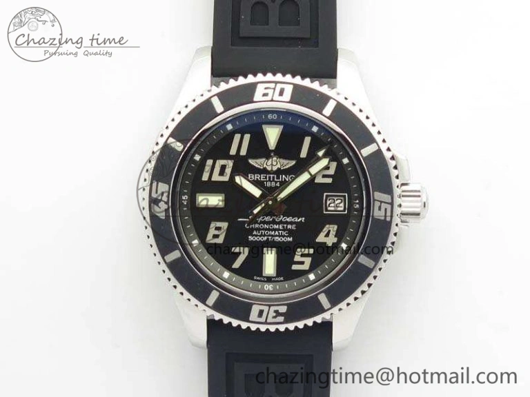 SuperOcean Abyss A17364 42mm ZF 1:1 Best Edition Black Black Dial On Rubber Strap A2824