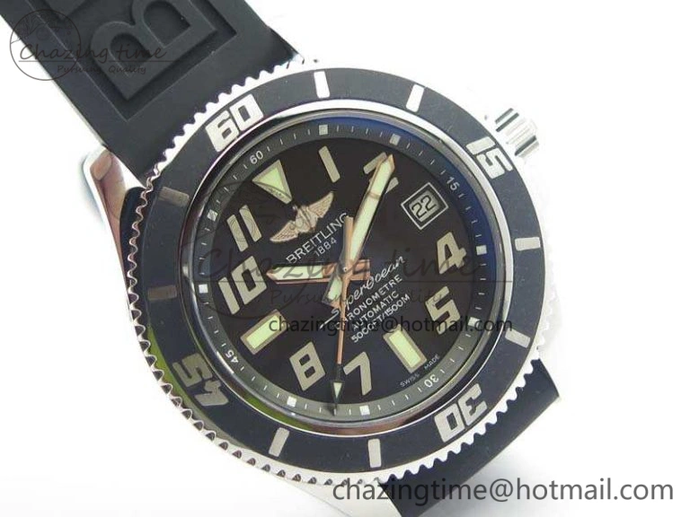 SuperOcean Abyss A17364 42mm ZF 1:1 Best Edition Black Black Dial On Rubber Strap A2824