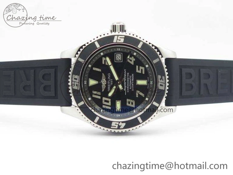 SuperOcean Abyss A17364 42mm ZF 1:1 Best Edition Black Black Dial On Rubber Strap A2824